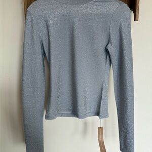 NWT Reformation Shimmering Gray Long Sleeve Top, M